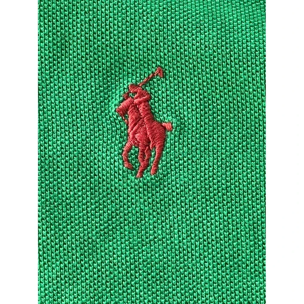 Polo Ralph Lauren Mens Classic Fit Pique Polo Shirt Green Red Pony XL